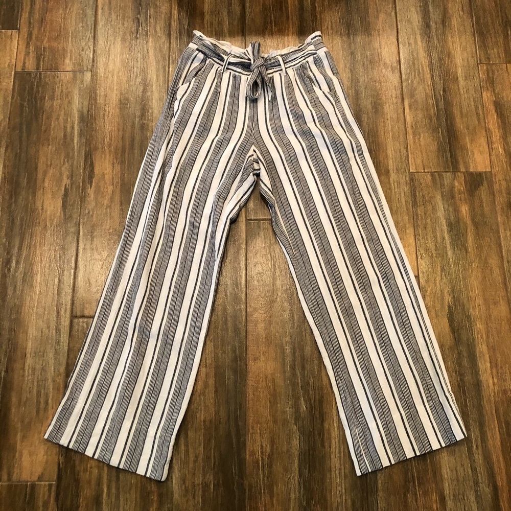 Rewind Grey and White Stripe Flare Pants